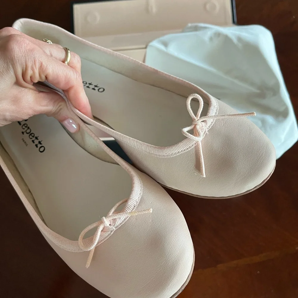 Repetto Nude Leather Ballet Flats - Picture 2 of 6